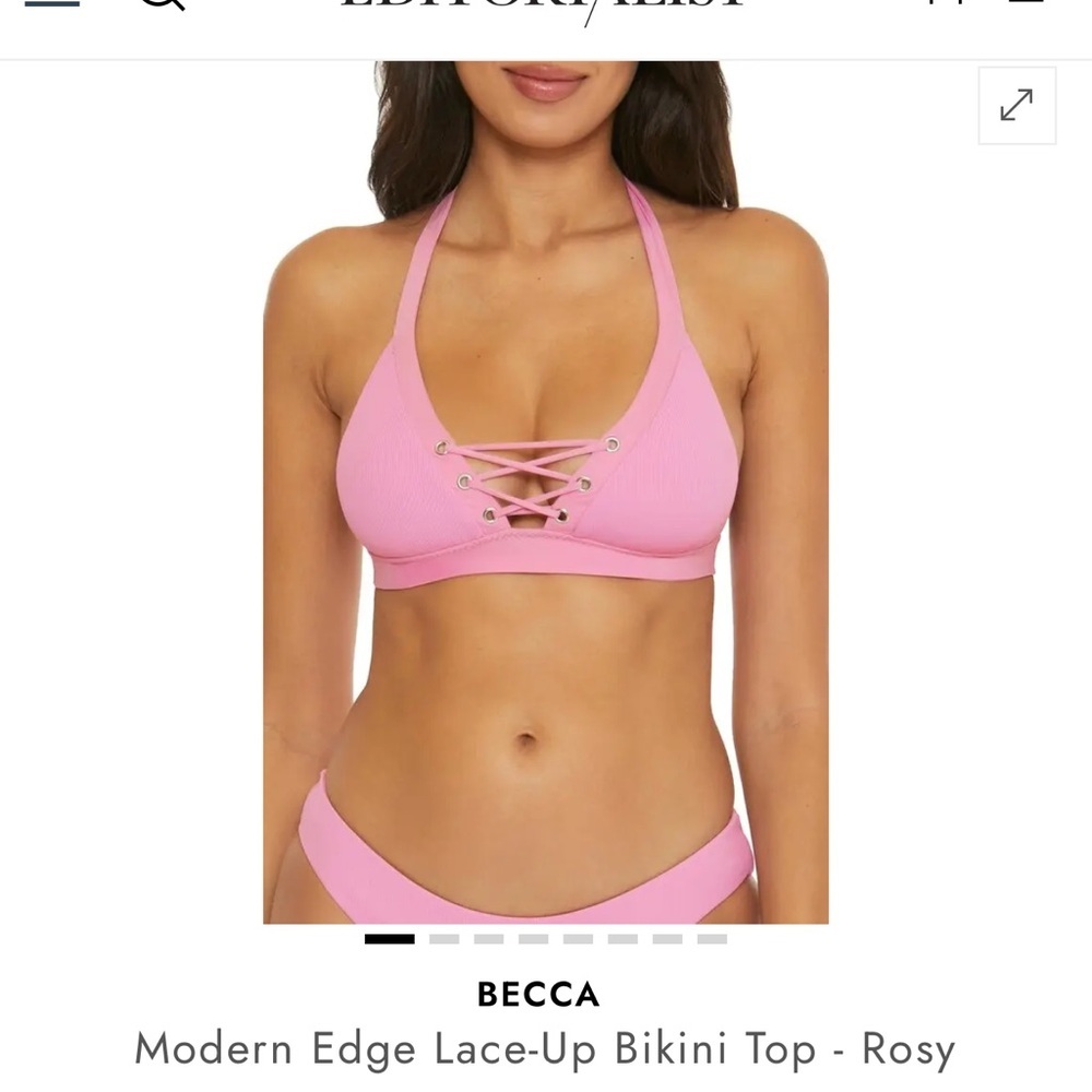 BECCA Pink Lace-Up Bikini Top